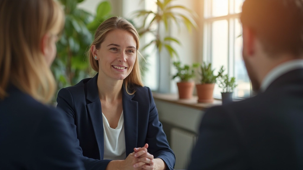 Jonge vrouw spreekt met coach in warm kantoor met planten en natuurlijk licht